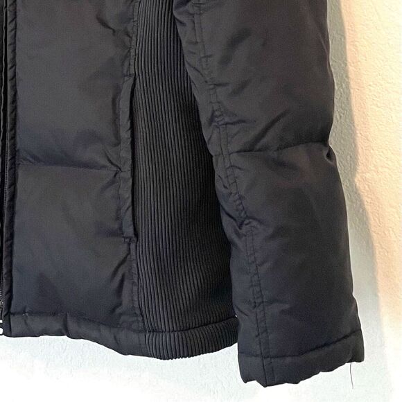 Gap Women's Puffer Jacket MEDIUM Down‎ Feather Black Full Zip Puffy Cold Control - Picture 5 of 7
